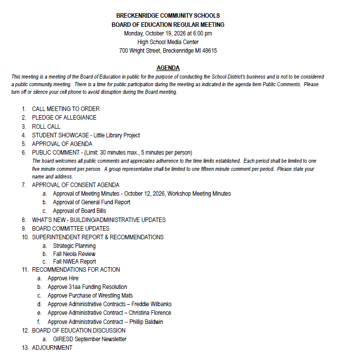 Board Agenda
