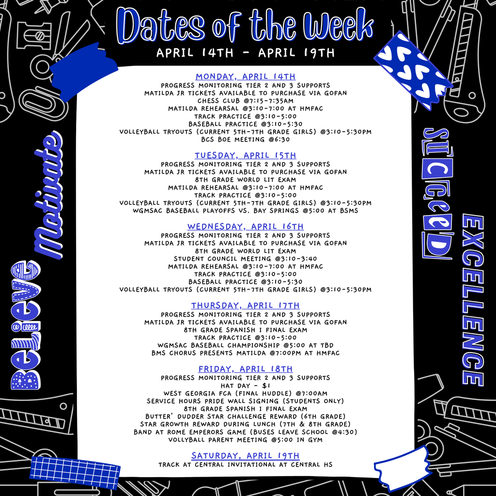 bms dates of the week