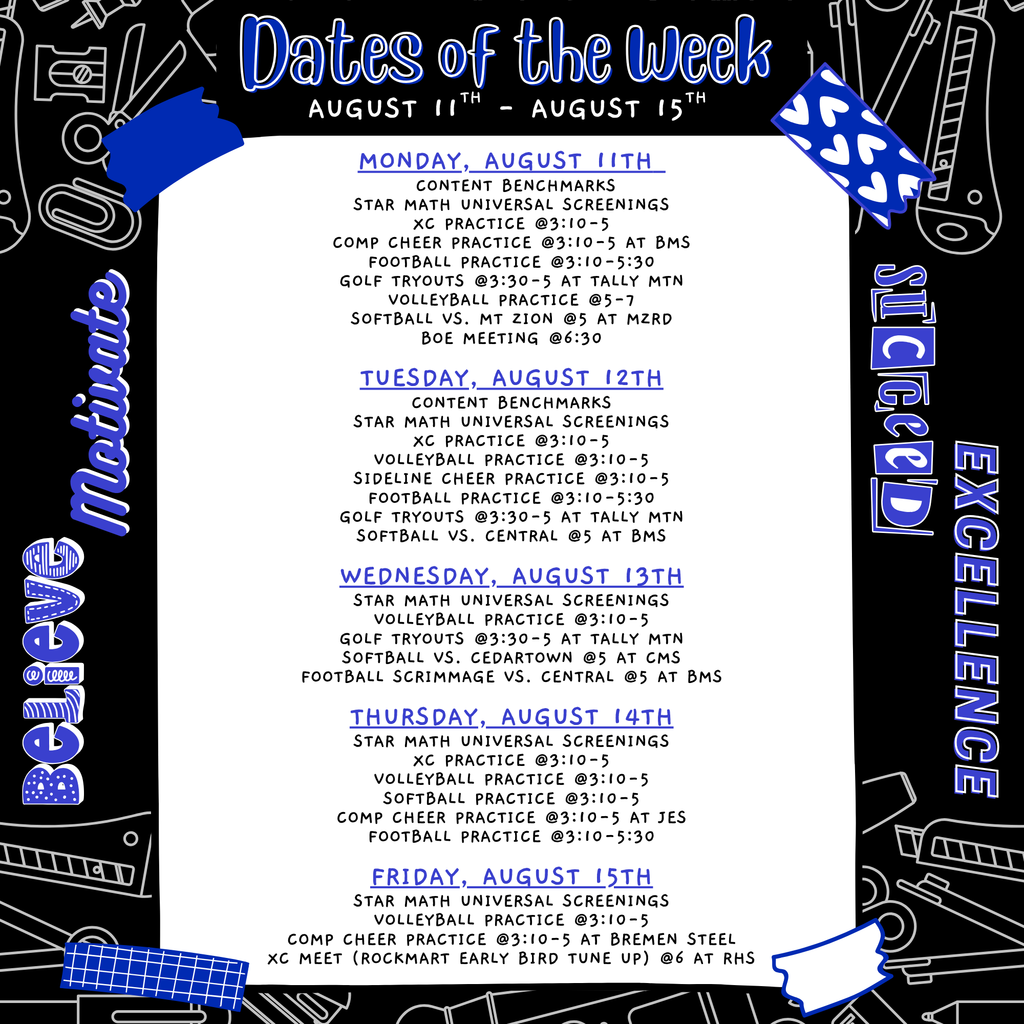 dates of the week
