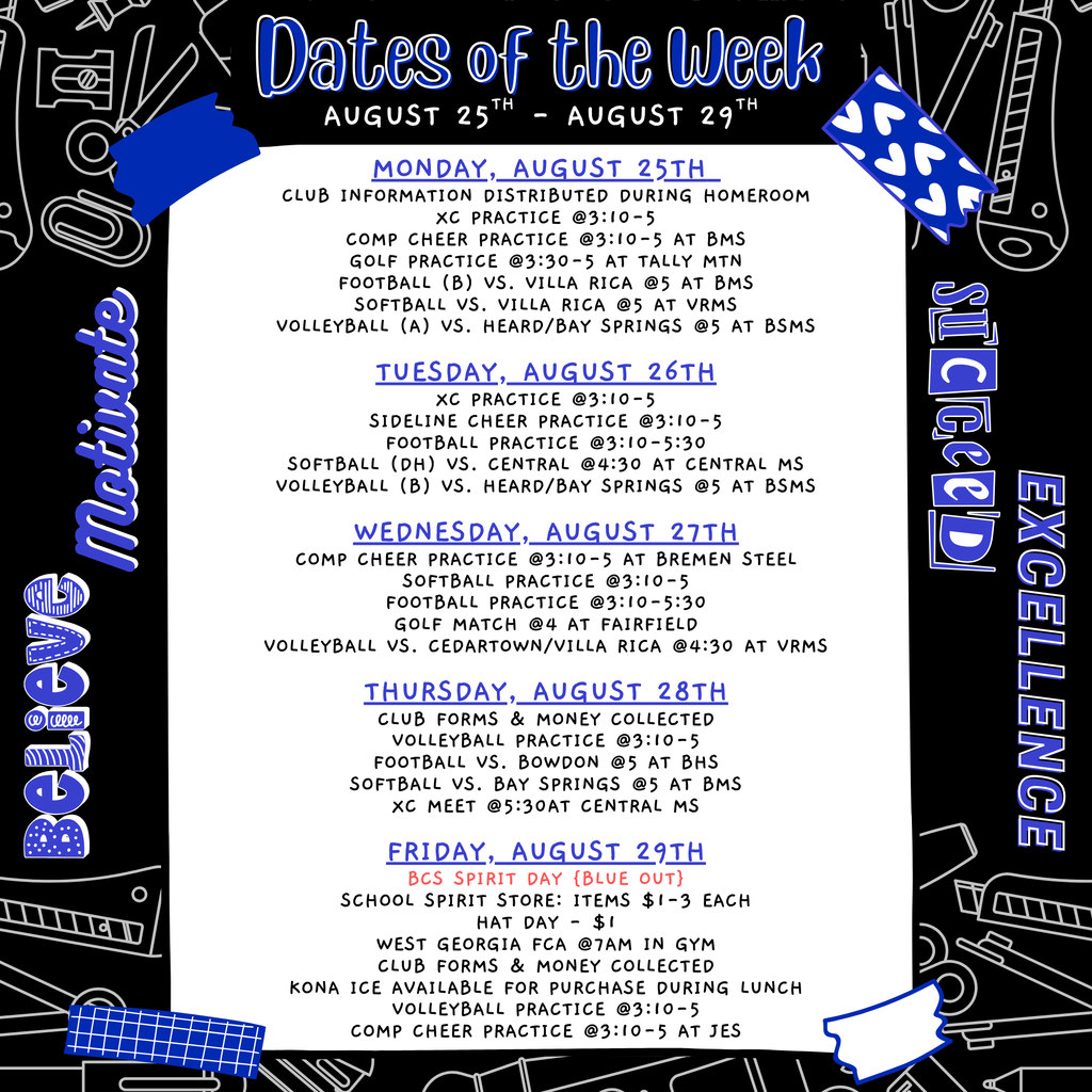 dates of the week