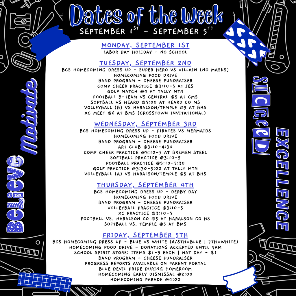 dates of the week