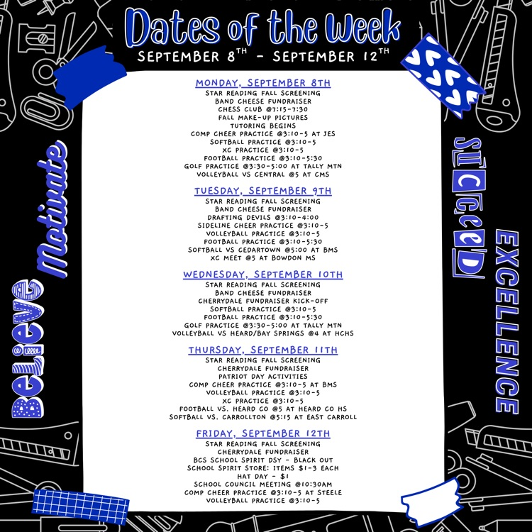 BMS dates of the week