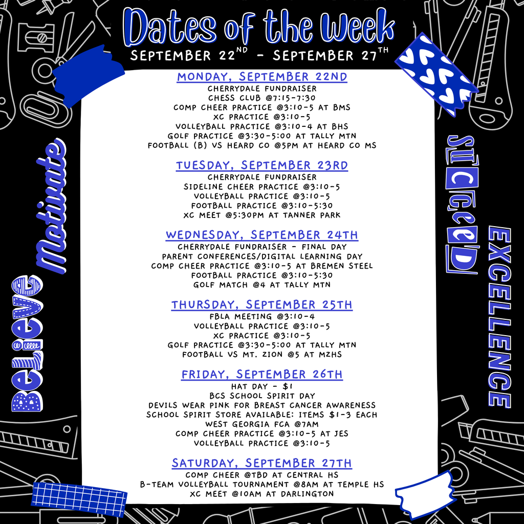 bms dates of the week