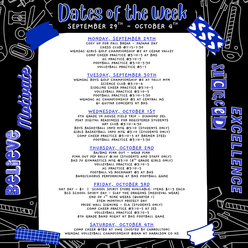 dates of the week
