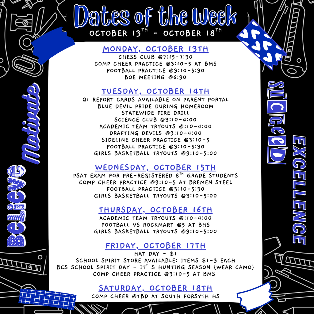 dates of the week