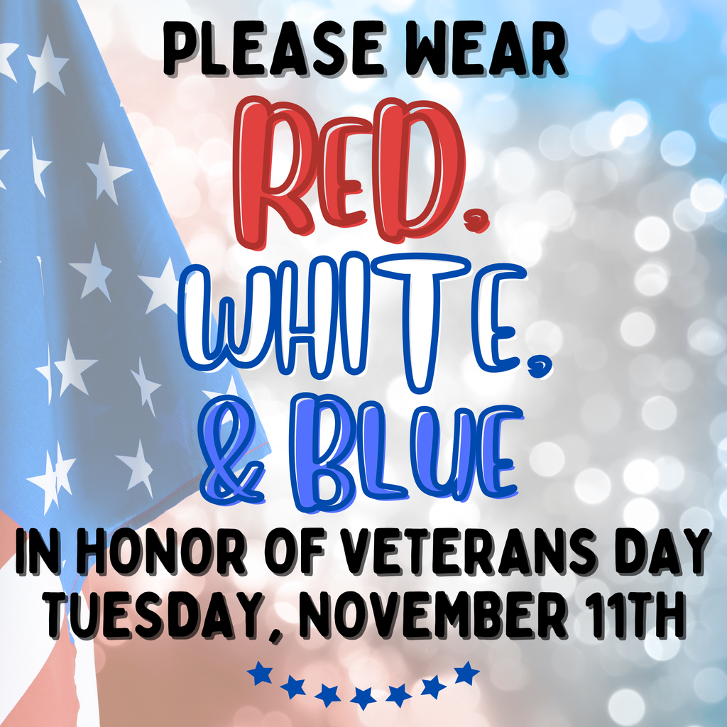 red, white, blue veterans day