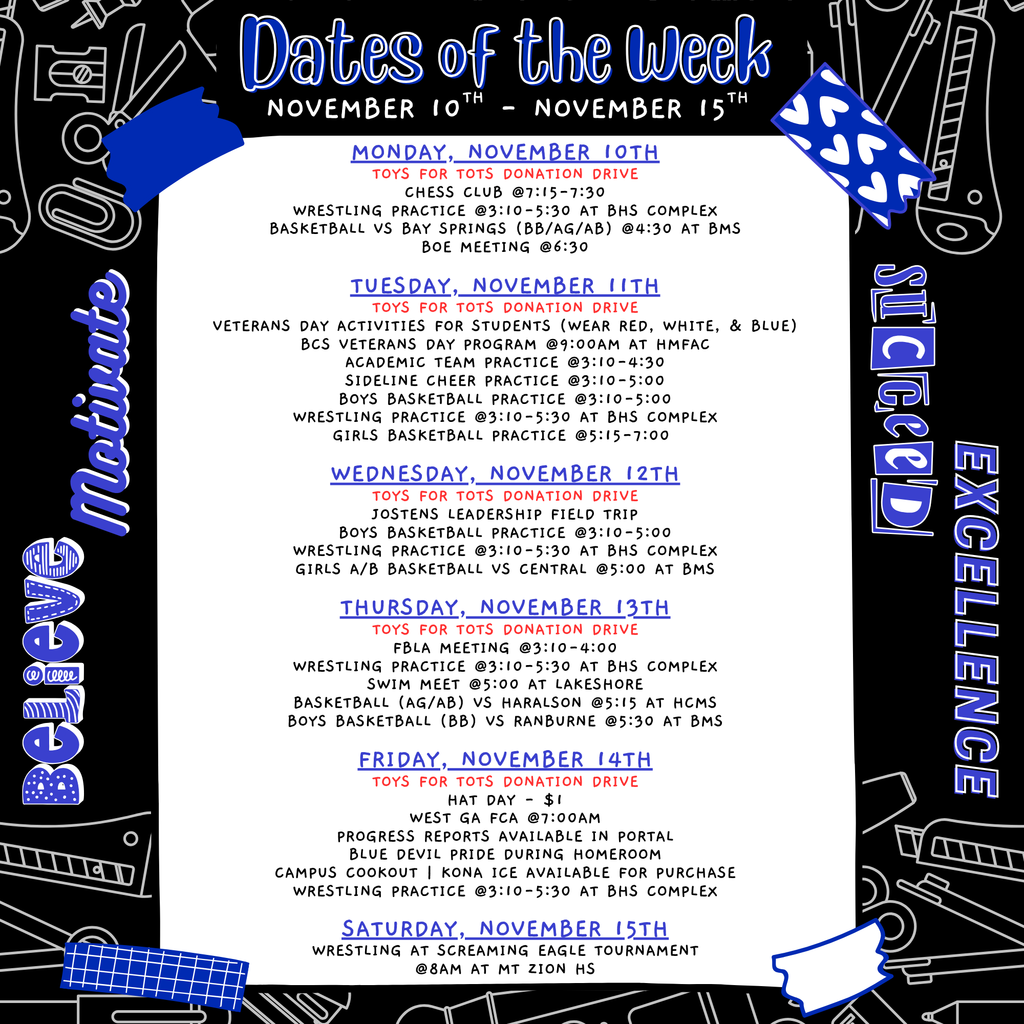 dates of the week