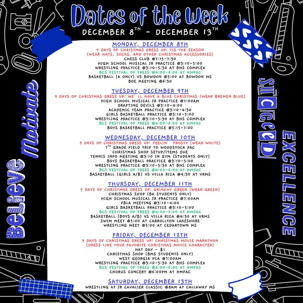 dates of the week