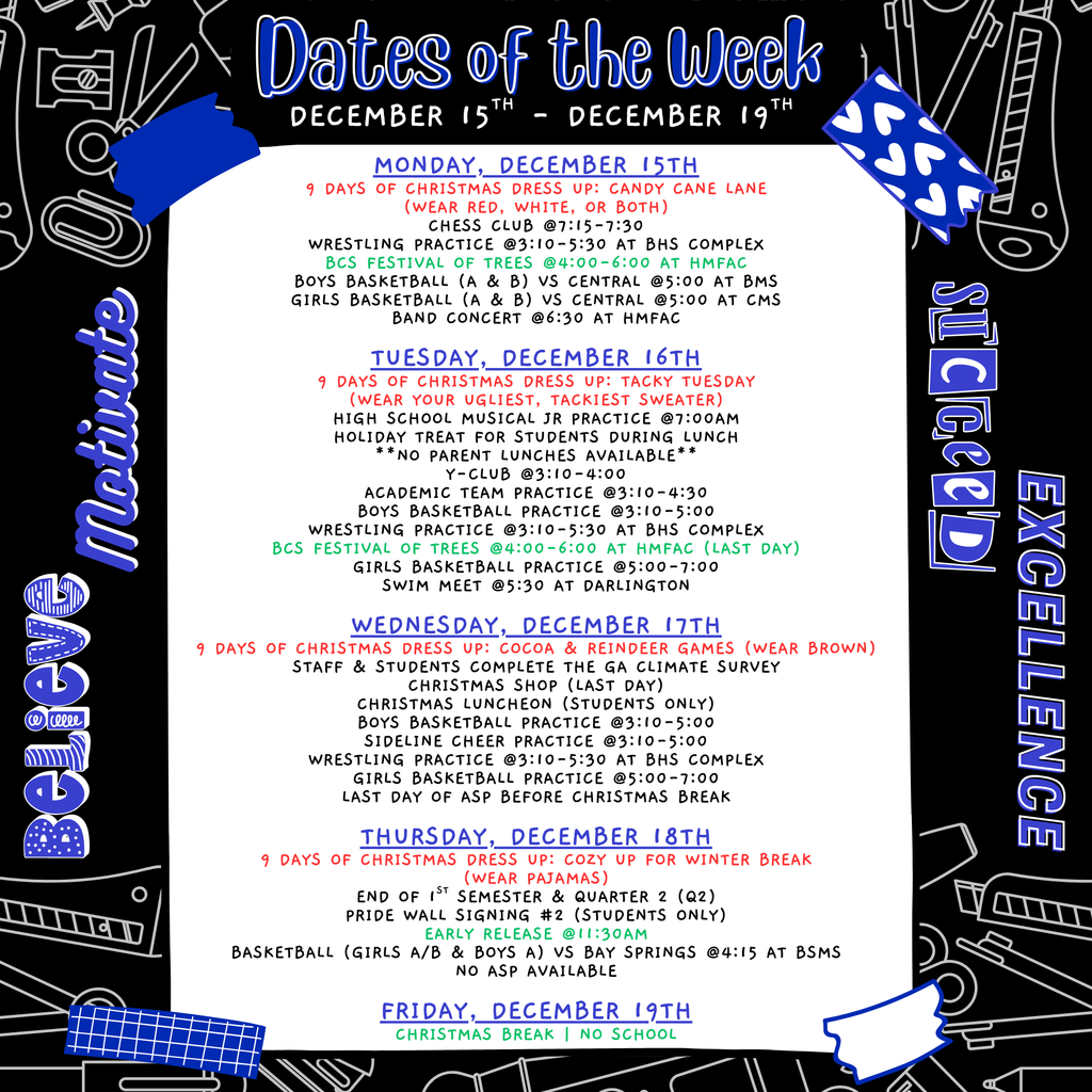 dates of the week