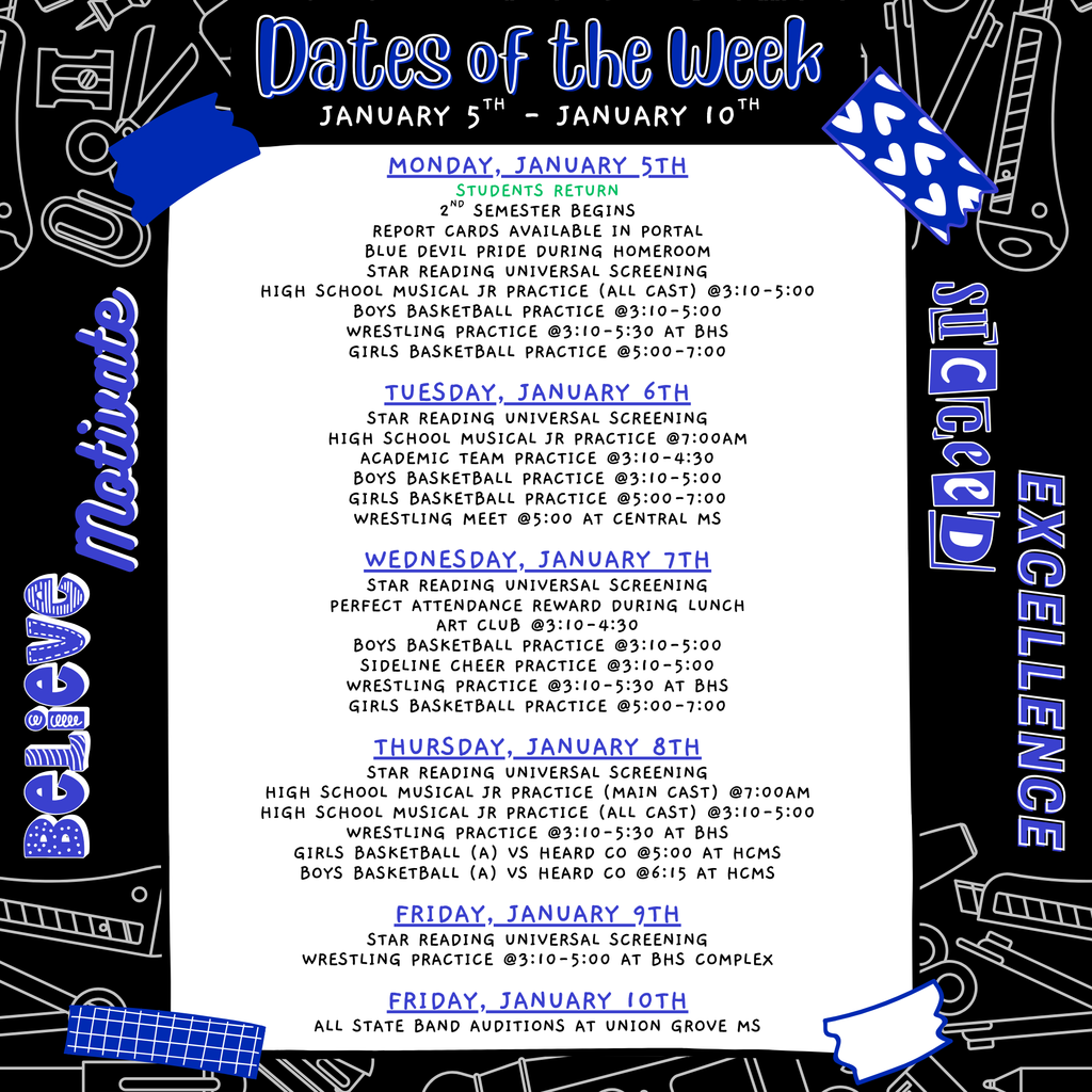 dates of the week