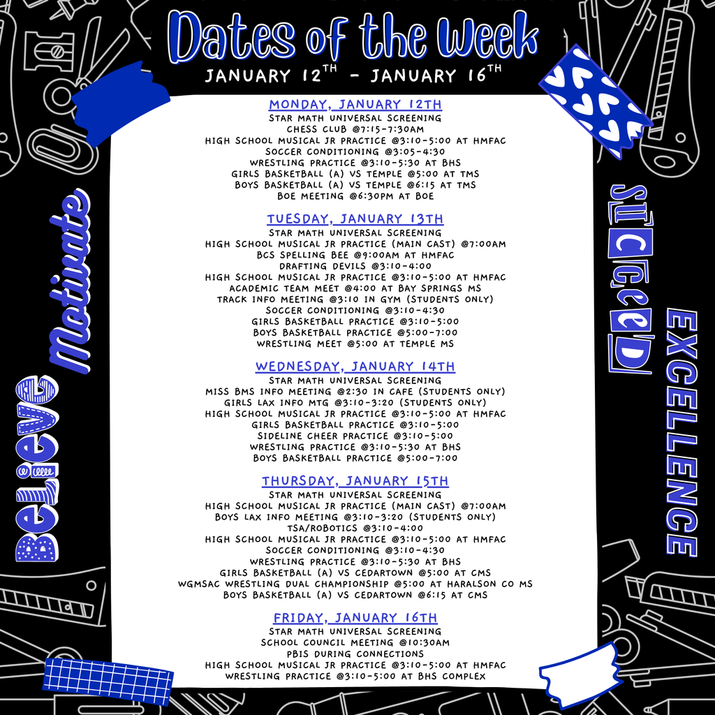 dates of the week