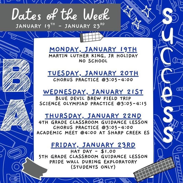 dates of the week