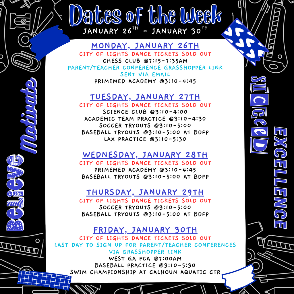 Dates of the week