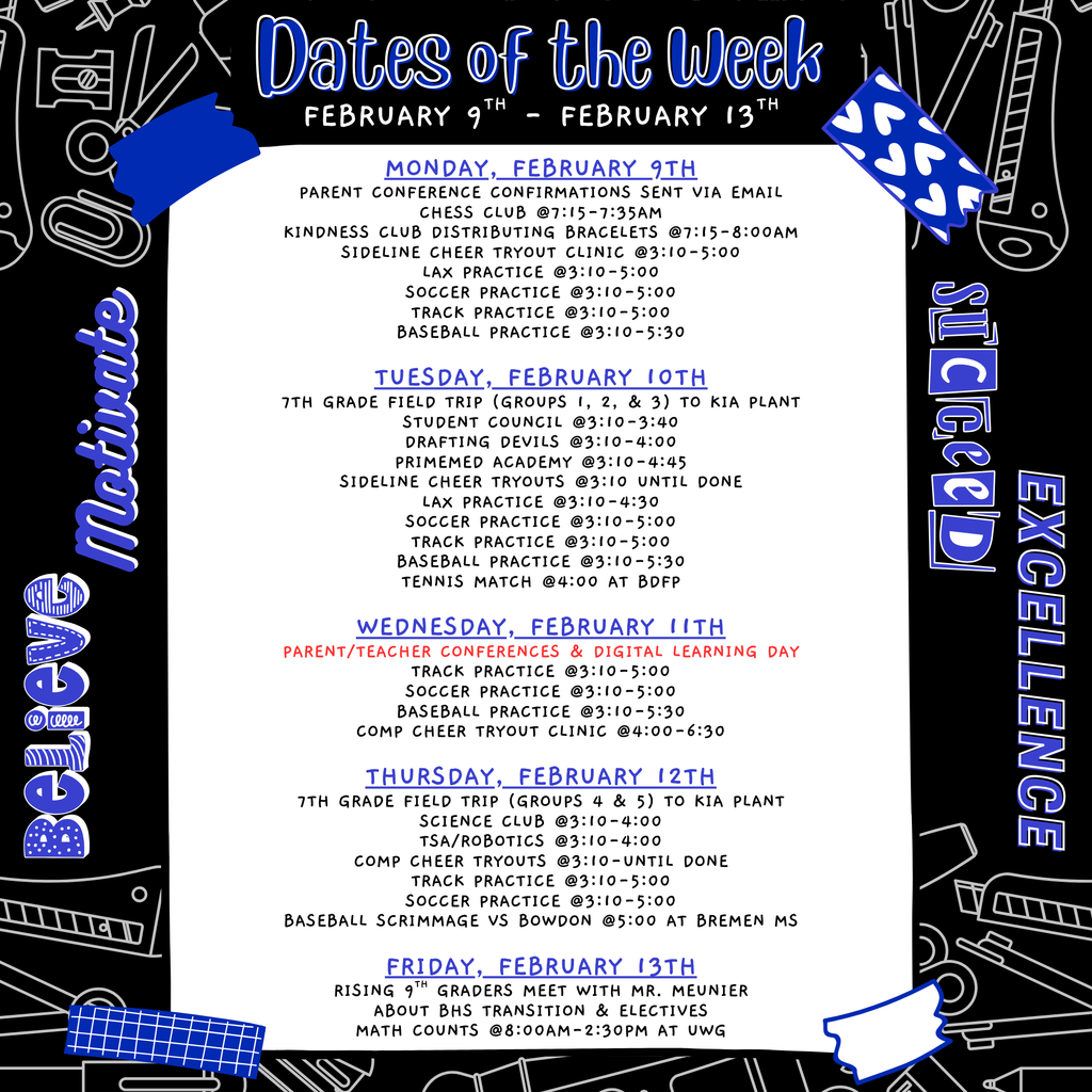 Dates of the week
