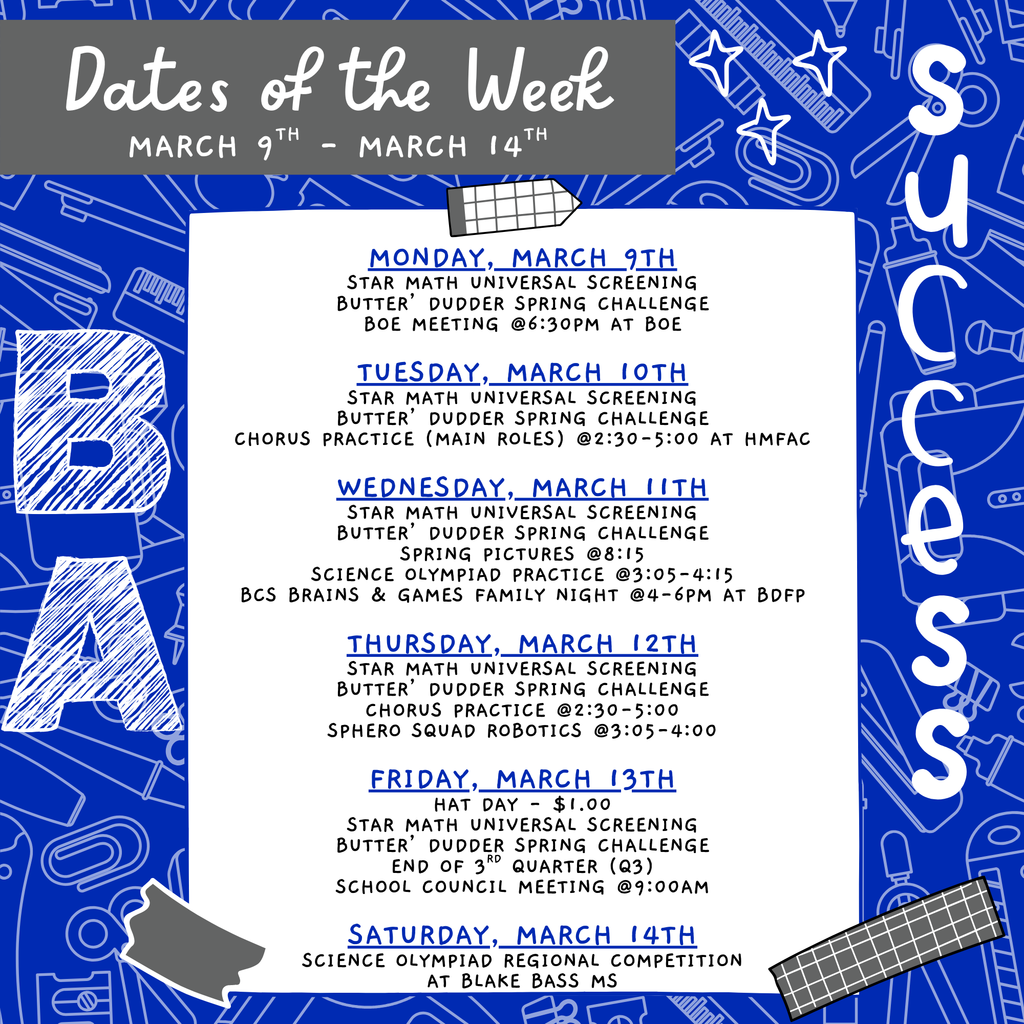 Dates of the week