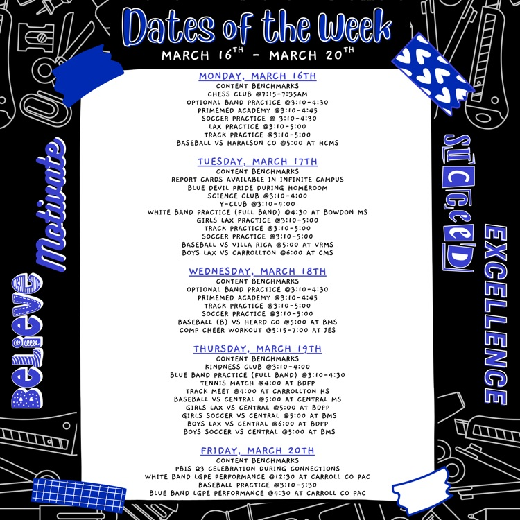 dates of the week