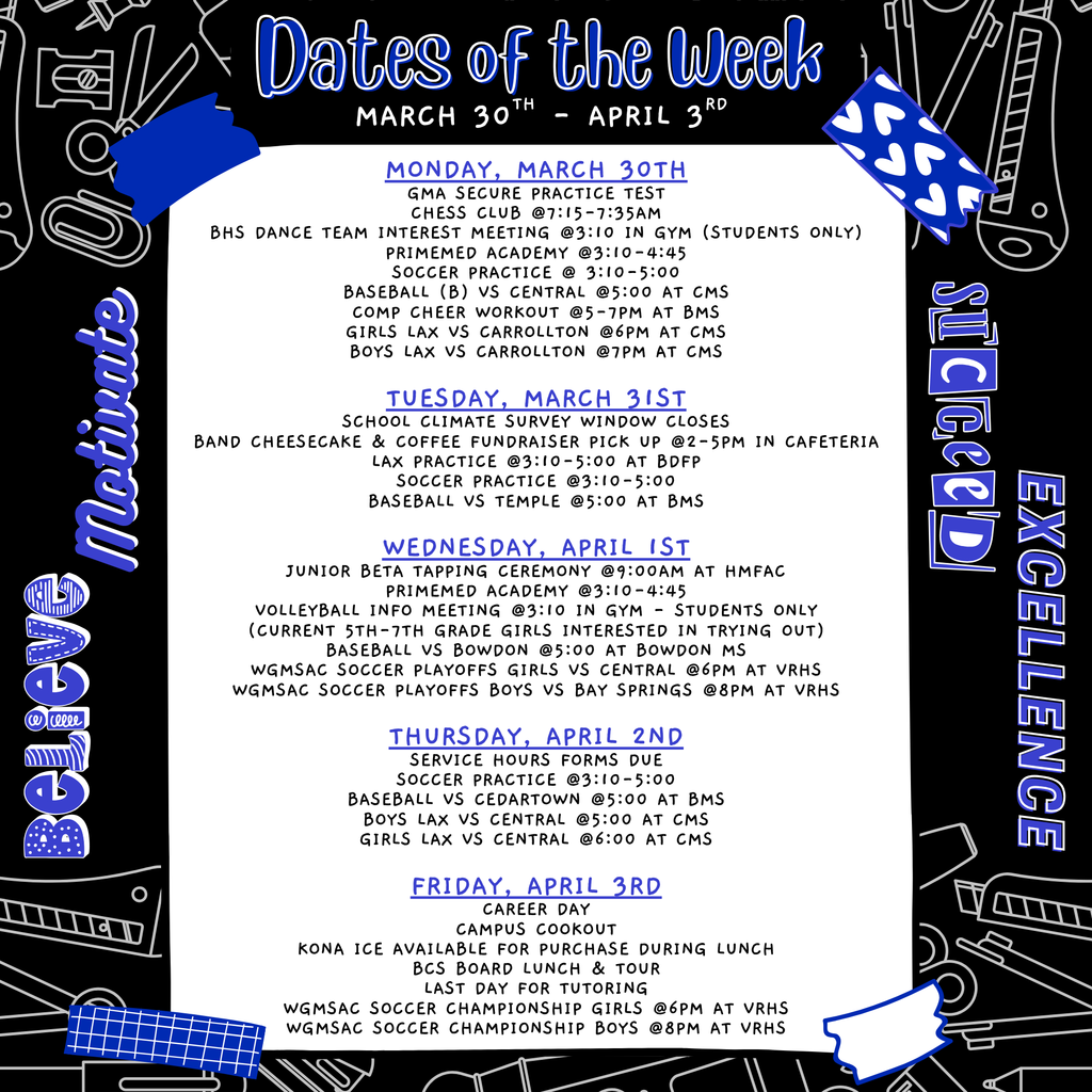 dates of the week