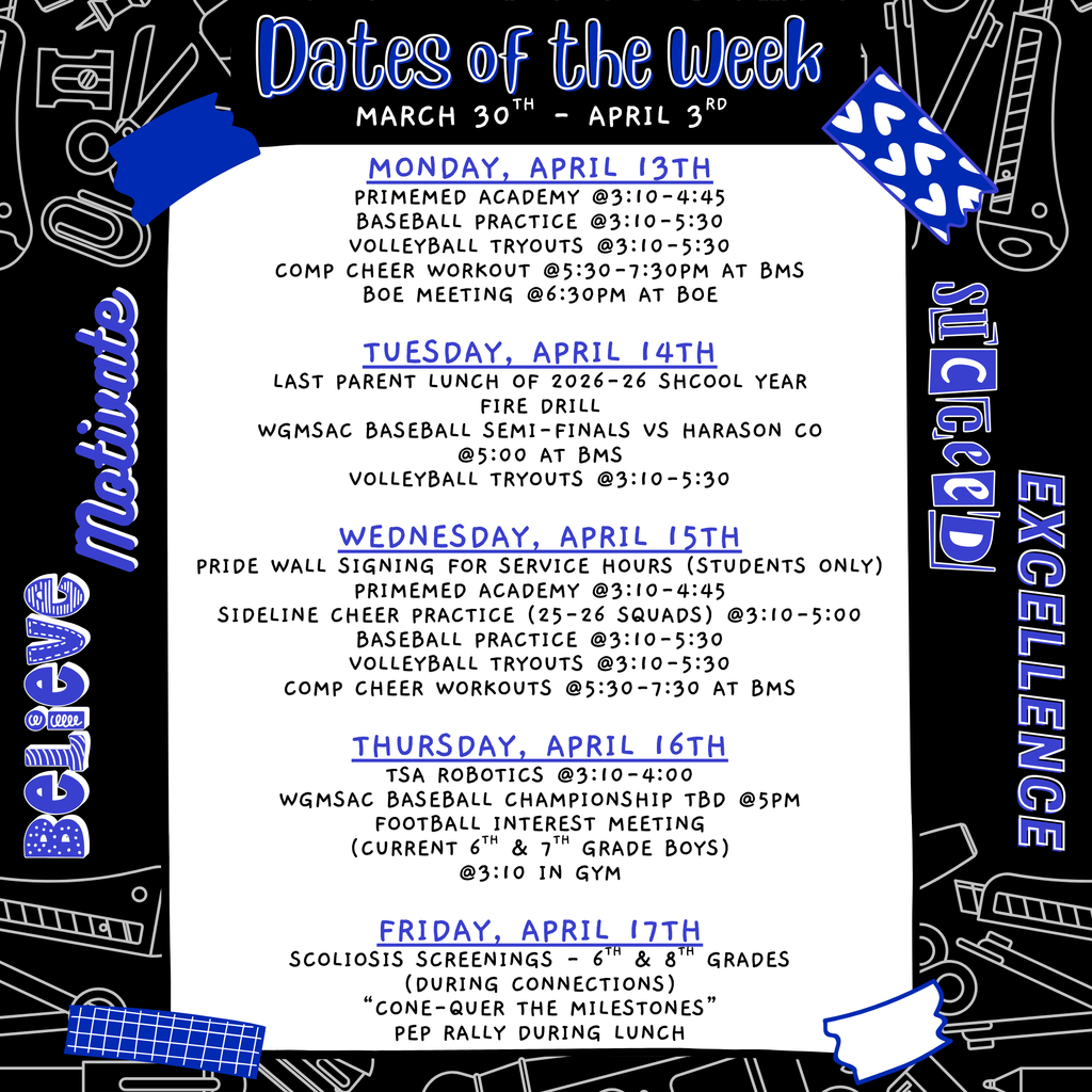 Dates of the week