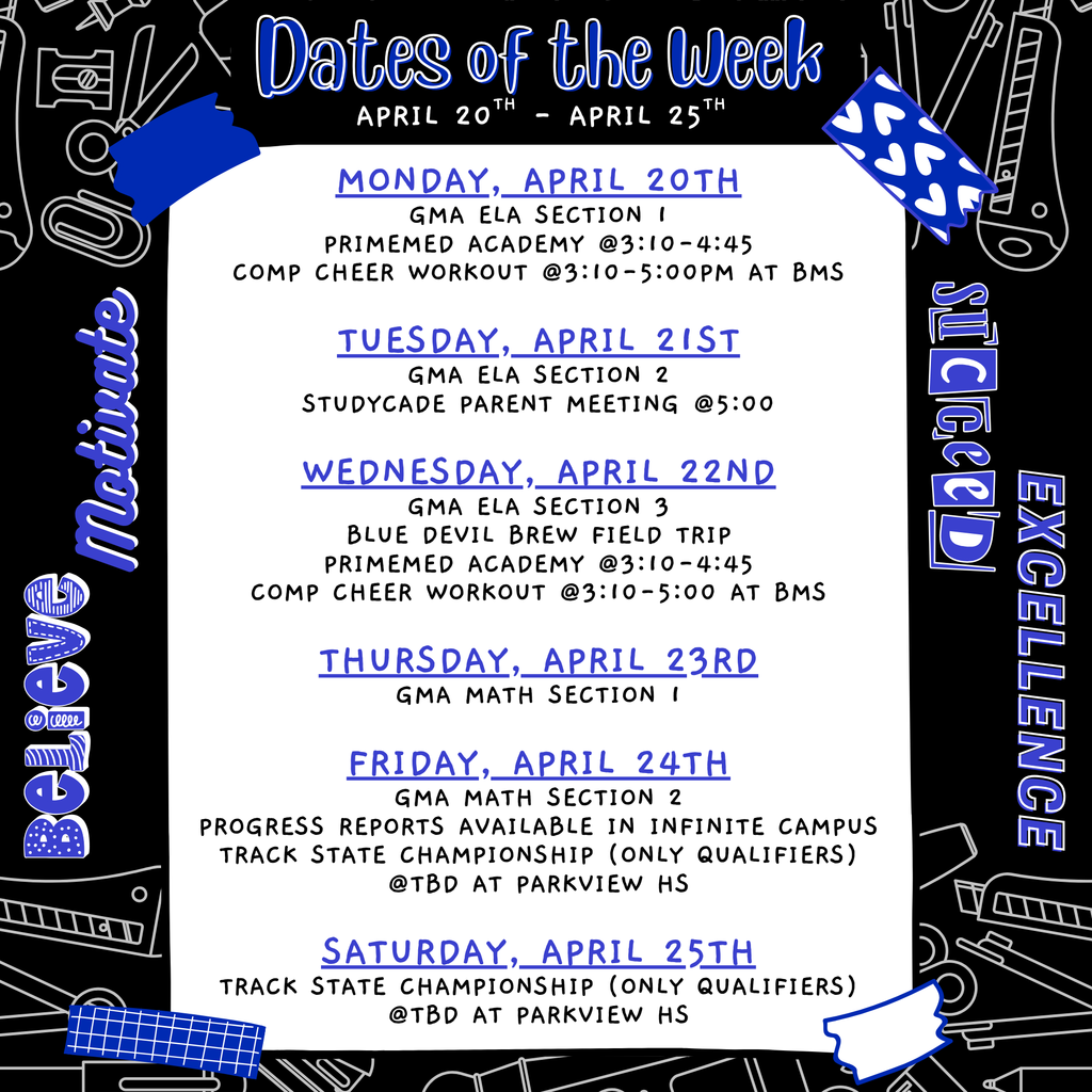 Dates of the week
