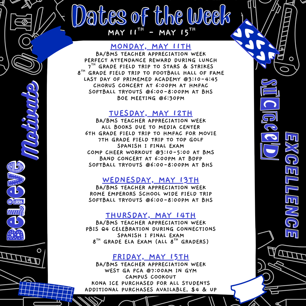 Dates of the week