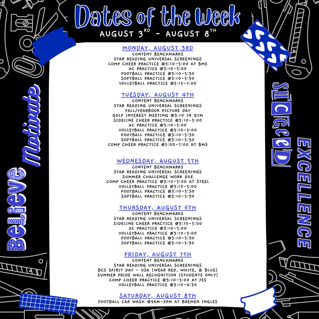 dates of the week