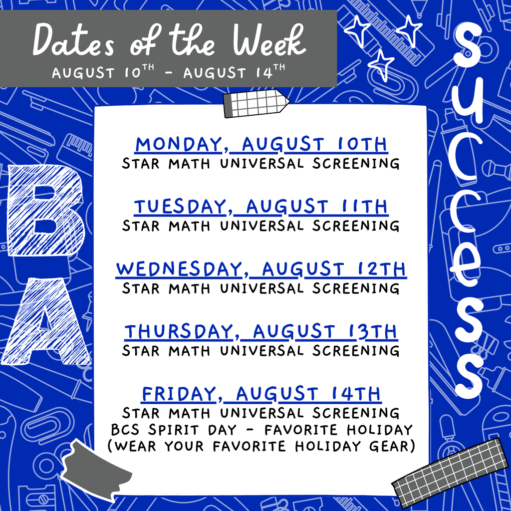 Dates of the week
