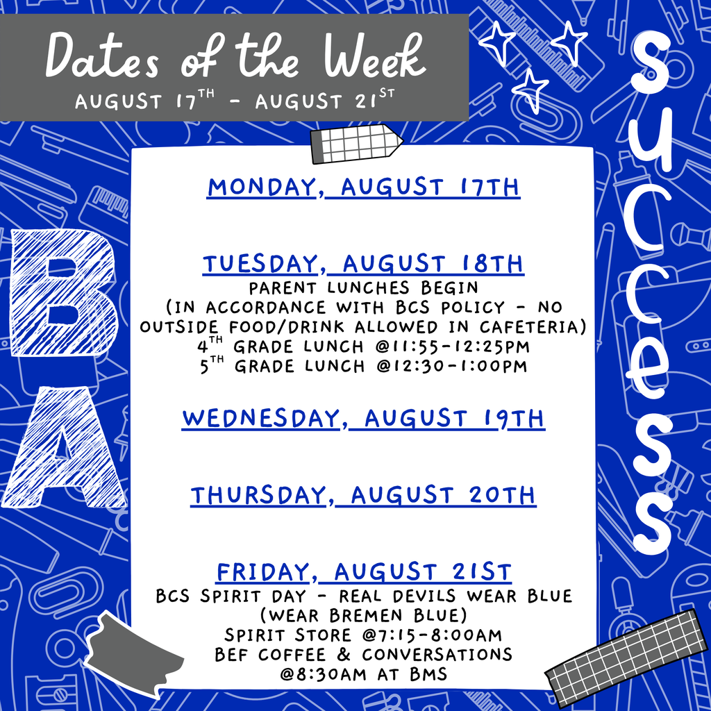 Dates of the week