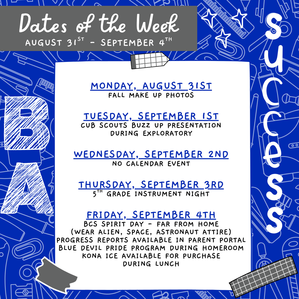 dates of the week