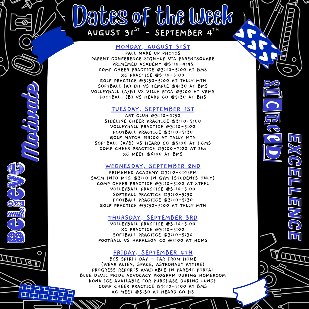 dates of the week