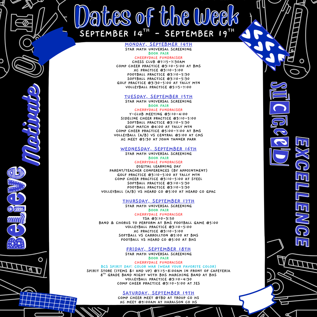 dates of the week