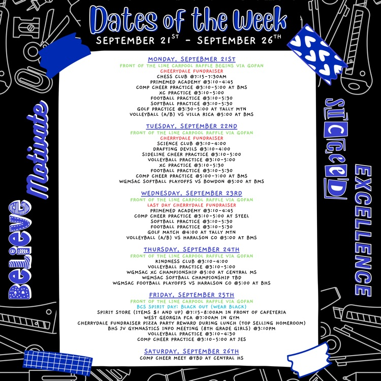 dates of the week