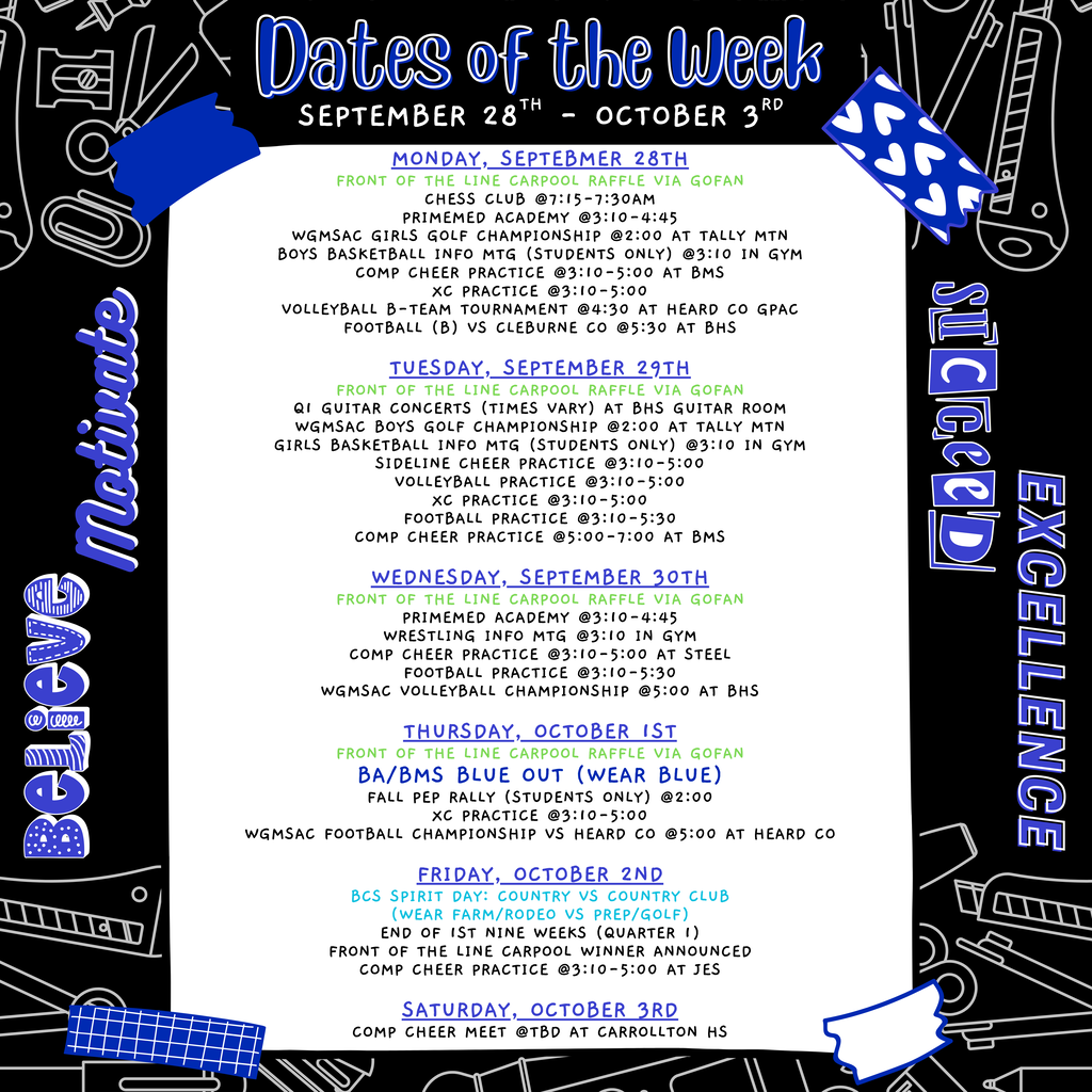 dates of the week