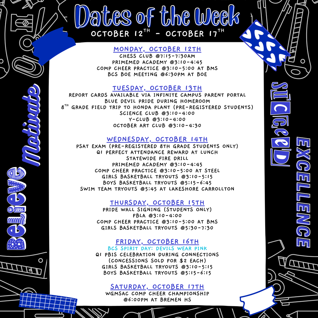 dates of the week