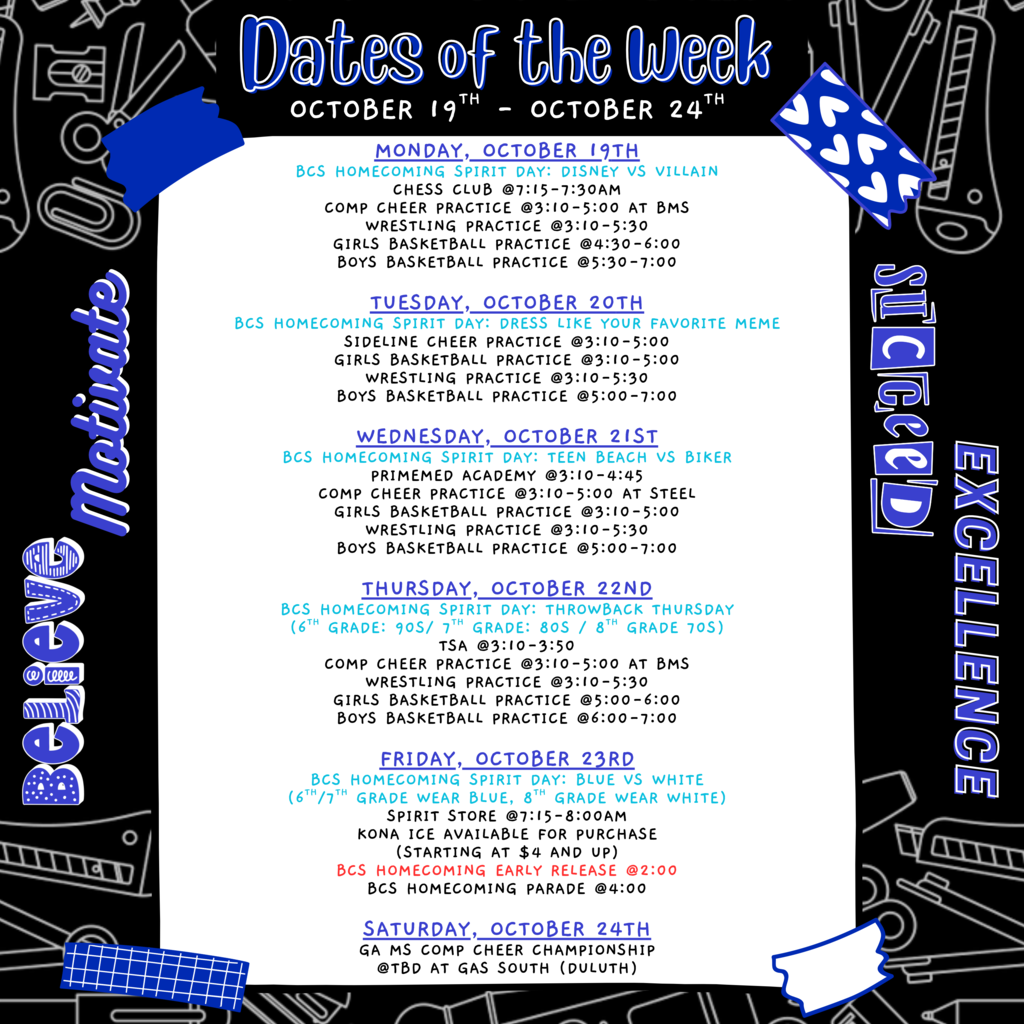 dates of the week