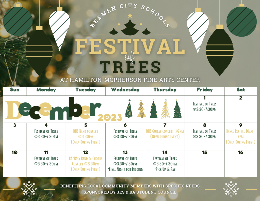 BCS Festival of Trees begins Dec 1.