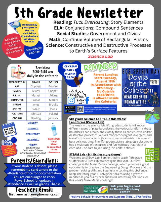 5th grade Newsletter