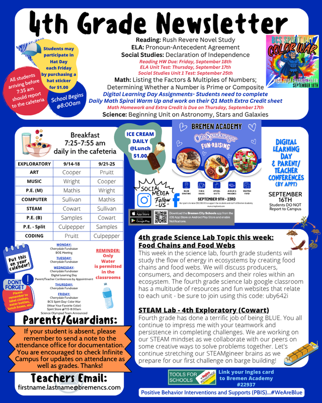 4th grade Newsletter