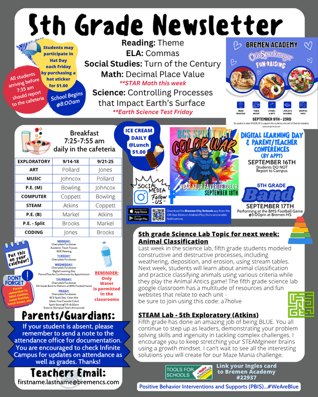 5th grade Newsletter