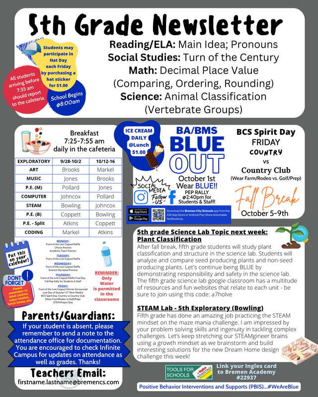 5th grade Newsletter