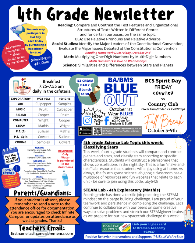 4th grade Newsletter