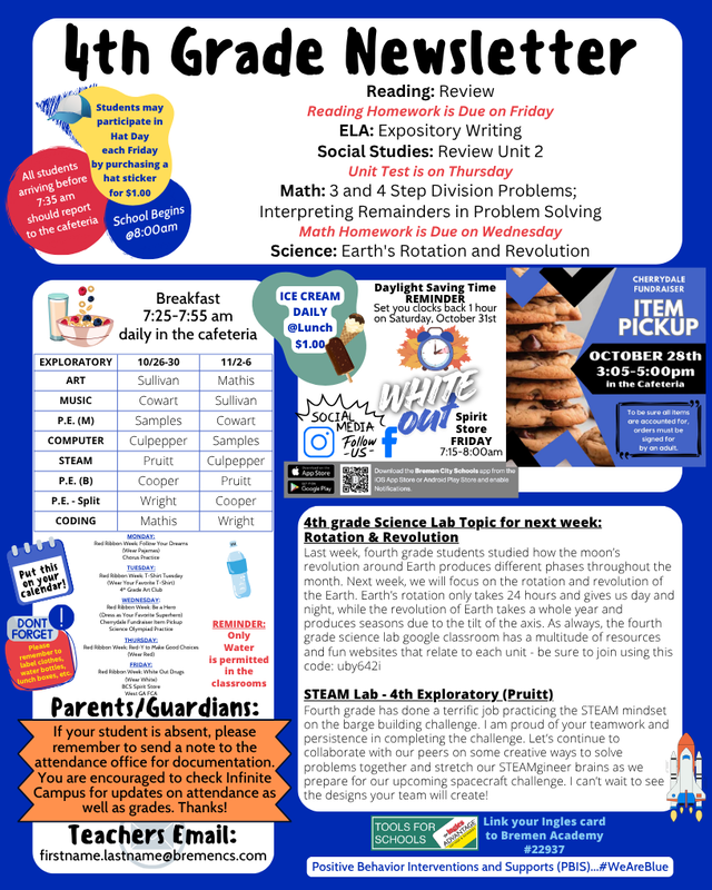 4th grade newsletter