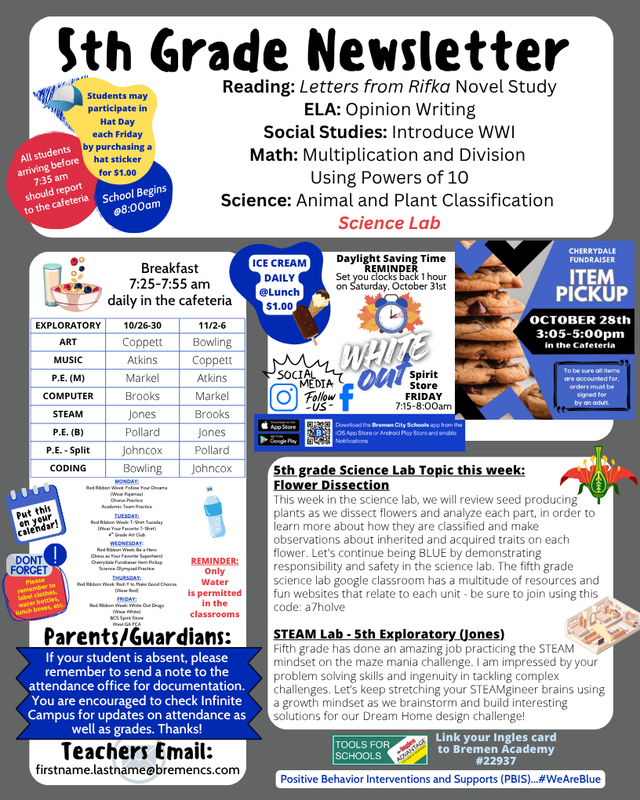 5th grade newsletter