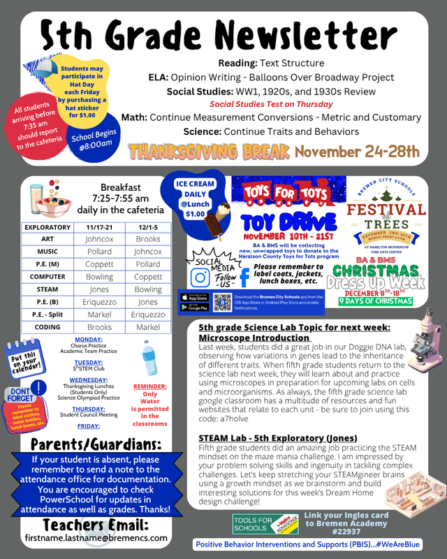 5th grade Newsletter