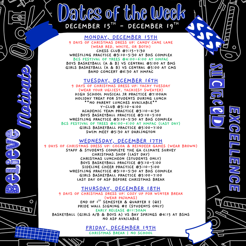 dates of the week