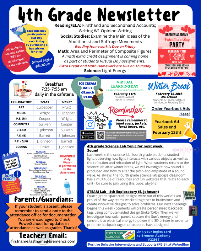 4th grade Newsletter