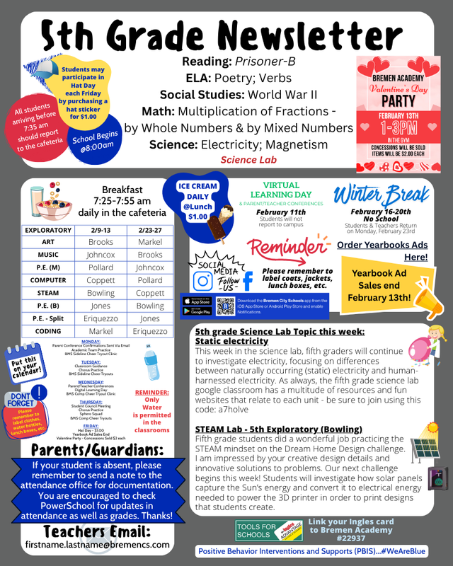 5th grade Newsletter