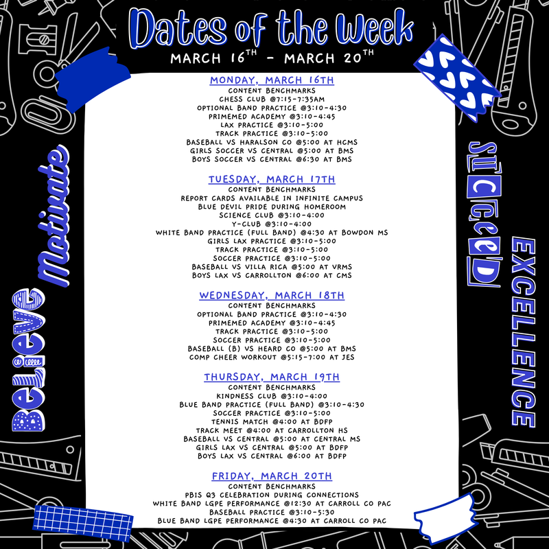 Dates of the week