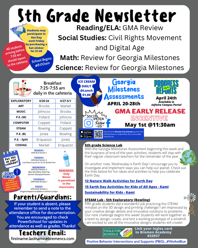 5th grade Newsletter