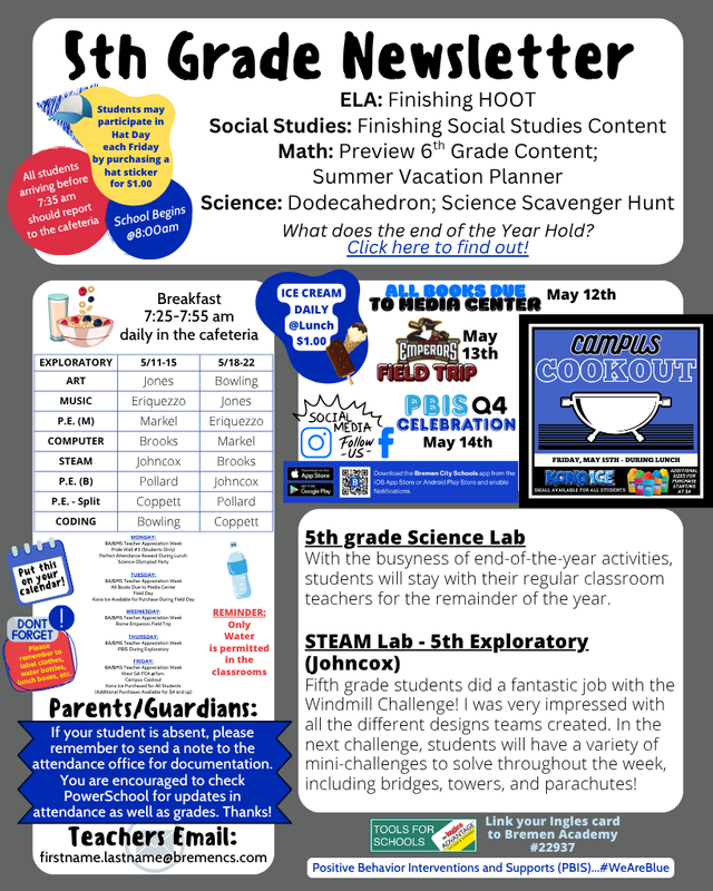 5th grade Newsletter