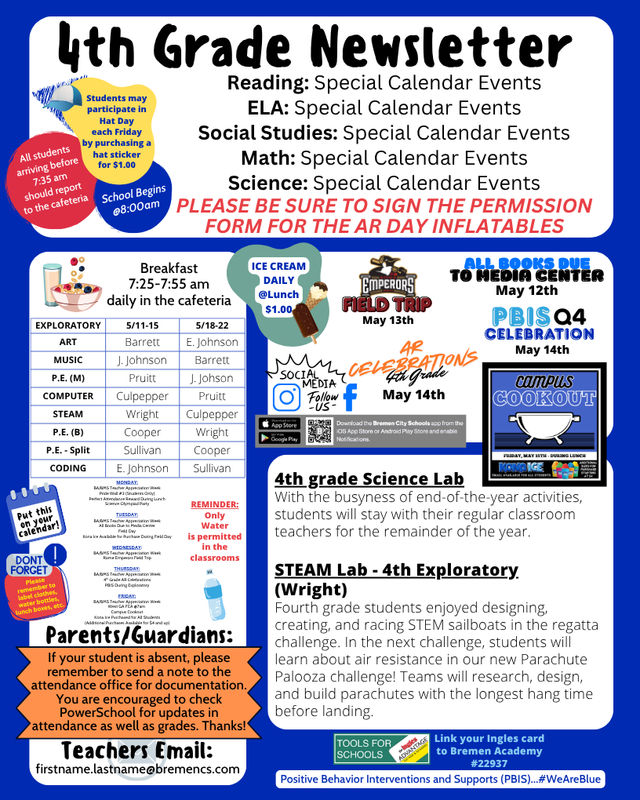 4th grade newsletter
